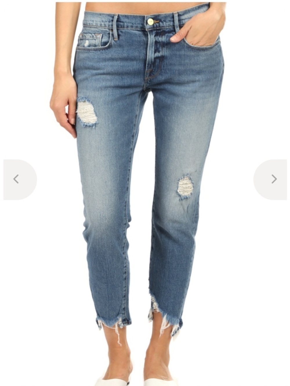Frame Le Garçon Newport Distressed Ankle Crop Jeans - Picture 1 of 9